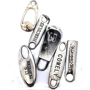 B-9 Lot of 6 Vintage Luggage Zipper Pulls